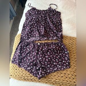 GapBody Floral Pajama Set in Purple and Pink- 100% Cotton